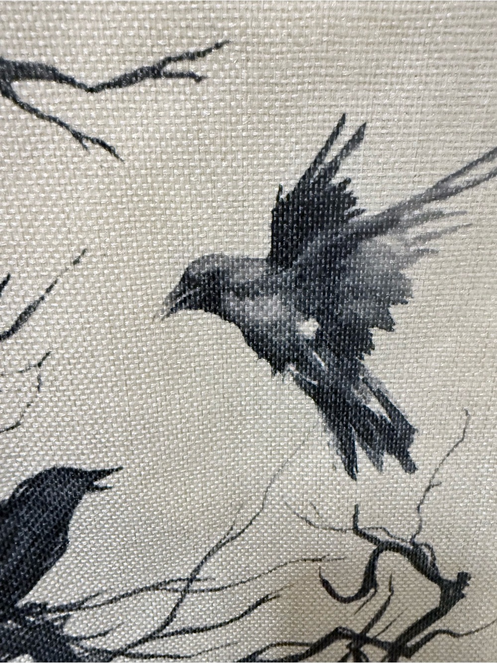 Halloween Raven Table Runner - Black on Cream - Picture 3 of 4